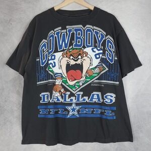 Vintage Dallas Cowboys Shirt Mens XL Black NFL Football Changes Taz Looney 90s